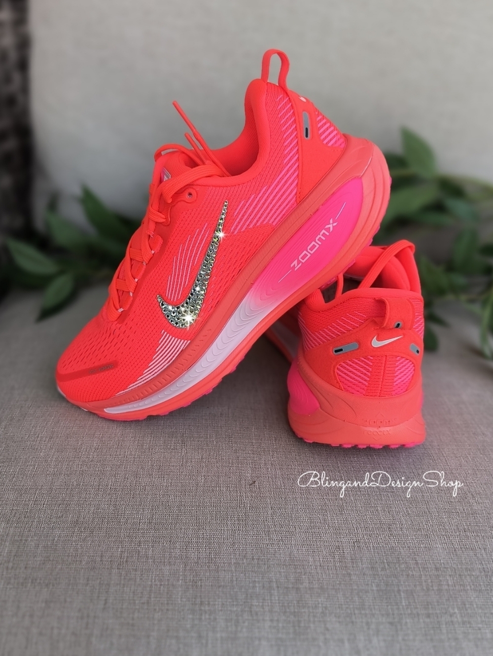 Bling Nike Vomero 18 Hot Pink Customized Women's Sneakers With Crystals - Picture 6 of 6